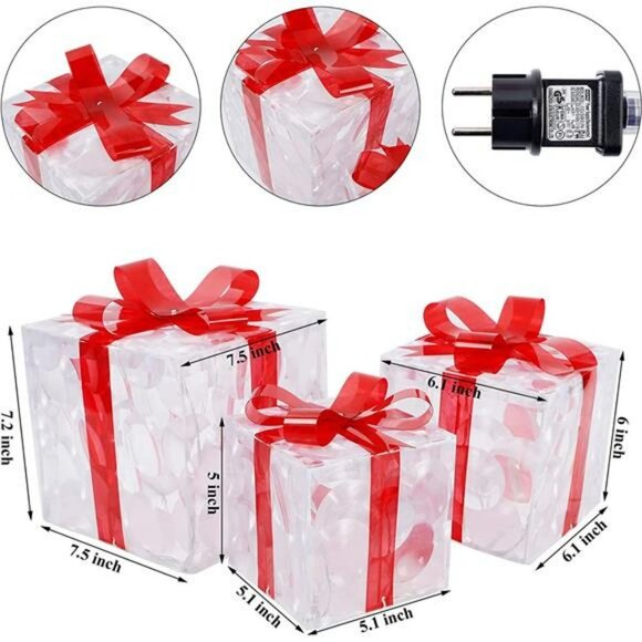 Set of 360 LED Light Up Decor, Light Up Christmas Boxes...